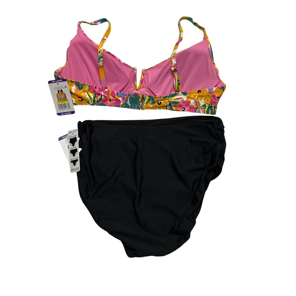 Anne Cole Floral Bikini Set Underwire Top Convertible Bottoms XX-Large NWT‎